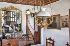 dining room with wooden ceiling and traditional furniture